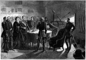 Risorgimento - Expedition of the Thousand or Red Shirts by Giuseppe Garibaldi (1807-1887) - Siege of Gaete, Italy av French School