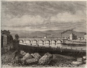 Roanne - Loire, i Rhone-Alpes-regionen - gravering i "La France illustrée: geografi, historie, statistisk administrasjon" av V.A. Malt-Brown. 1884 av French School