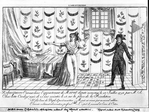 Robespierre går inn i leiligheten til Marat av French School