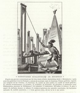 Robespierre giljotinerer bøddelen, den franske revolusjonen av French School