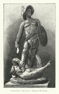 Romerske gladiatorer som kjemper (gravering) av French School