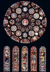 Rose og lansettvinduer fra sydveggen, ca.1224 av French School