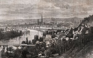 Rouen - Seine-Maritime - gravering i "La France illustree: geografi, historie, statistisk administrasjon" av V.A. Malt-brun. 1884 av French School
