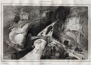 Route du Simplon - Gravering fra "" Pittoreske Italia"" av M. de Norvins, Ch. Nodier 1834-1836. av French School