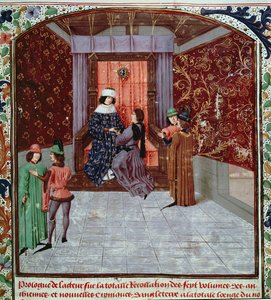 Roy 15 E IV f.14 Edward IV receiving the book from the author, from Anciennes Chroniques d