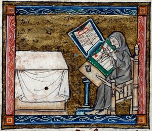 Royal 14 E. III, f.6v Skriverkopiering fra en kopi, illustrasjon fra 