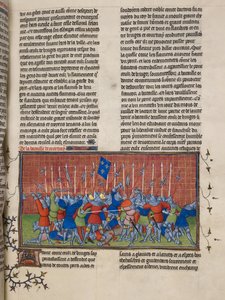 Royal 20 C. VII, f.34 Slaget ved Courtrai, illustrasjon fra 