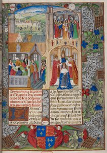 Royal 20 E. V, f.8 Kroning av Charles VII, scener fra 