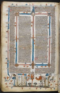 Royal MS 10 E IV, f.209v, The Painter and the Devil, fra Decretals of Gregory IX med glans av Bernard av Parma (
