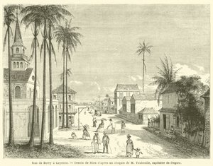 Rue de Berry i Cayenne (gravering) av French School