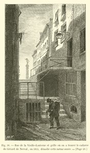 Rue de la Vieille-Lanterne og porten der liket av Gerard de Nerval ble funnet i 1855, revet samme år av French School