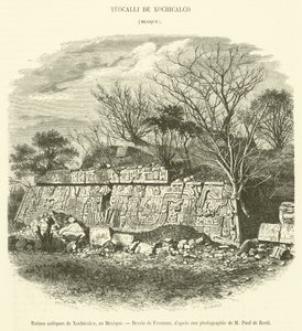 Aztec-ruinene av Xochicalco, Mexico (gravering) av French School
