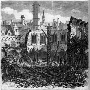 Ruins of the Antwerp Stock Exchange (Belgium) after a fire av French School