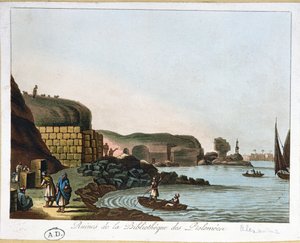 Ruinene av Ptolemaios-biblioteket i Alexandria, Egypt, 1811 av French School