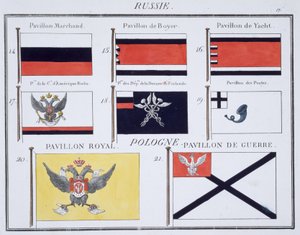 Russiske flagg, fra en fransk bok med flagg, ca. 1819 av French School