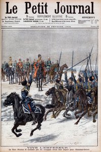 Russisk-japansk krig 1904-1905 - Kosakker som hyller tsar Nicholas II før de dro til Fjernøsten for å kjempe mot japanerne i "Le Petit Journal", 28. februar 1904 (gravering) av French School
