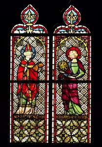 SS. Sylvester og Johannes evangelisten, fra Collegiate Church of Our Lady of the Assumption i Romont, ca. 1330 av French School