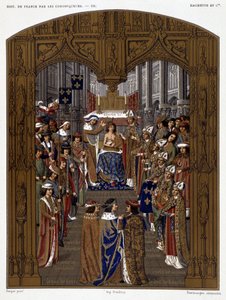 Kroningen av Karl VI (1380) - i «Krønikerne av Frankrikes historie fra opprinnelsen til det 16. århundre» av Mme de Witt, Paris av French School