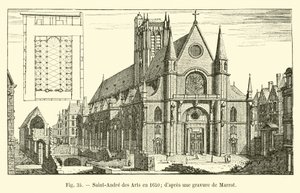 Saint-Andre des Arts i 1650; etter en gravering av Marrot av French School