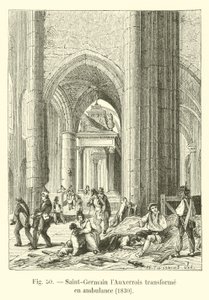 Saint-Germain lAuxerrois forvandlet til en ambulanse, 1830 av French School