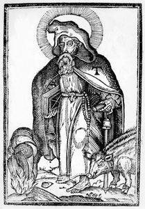 Saint Anthony the Great, frontispice fra In Symbolicam S.Antonii Magni Imaginem Commentatio av Théophile Raynaud, utgitt 1659 av French School