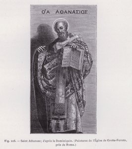 Sankt Athanasius; etter Dominichino, malerier av kirken Grotta-Ferrata, nær Roma (gravering) av French School
