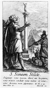 Saint Simeon Stylite på sin søyle av French School