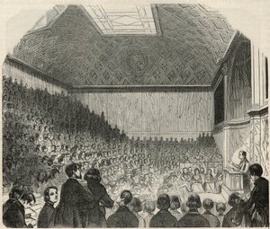 Klasserom ved College de France i Paris på 1800-tallet - Gravering i "Tableau-de-Paris" av Edmond Texier 1852 av French School