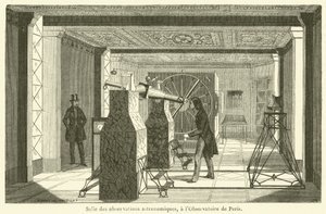 Astronomisk observasjonsrom, ved Paris Observatory (gravering) av French School
