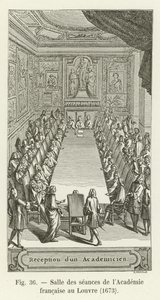 Sesjonsrom til det franske akademiet ved Louvre, 1673 av French School