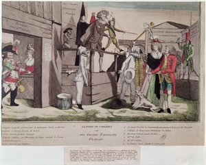 Satirisk tegneserie om de franske emigrantene i Coblentz og Pillnitz-erklæringen, 1791 av French School