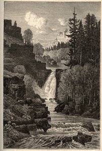 Saut du Doubs (fossfall) Franche-Comte - gravering i "" PATRIE"" - PECTURESSE BESKRIVELSE AV FRANKRIKE I 6 BIND AV LUCIEN HUARD - slutten av 1800-tallet av French School