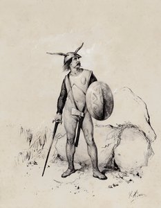 Saksisk soldat, 445 (litho) av French School