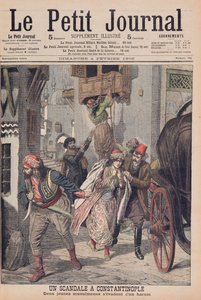 Skandale i Konstantinopel, to unge muslimske damer som rømmer fra et harem, illustrasjon fra 