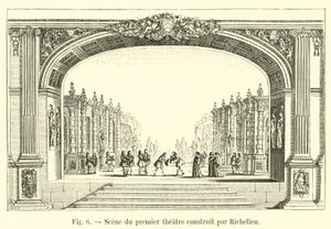 Scene av det første teateret bygget av Richelieu av French School