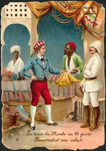Scene fra hele verden på åtti dager, av Jules Verne (chromolitho) av French School