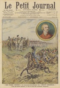 Scene fra "King Without a Throne", den nye serien i Le Petit Journal (litho-farge) av French School