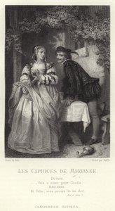 Scene fra Les Caprices de Marianne, et skuespill av Alfred de Musset av French School