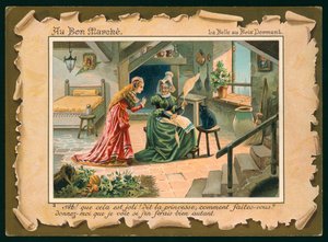 Scene fra Tornerose (chromolitho) av French School