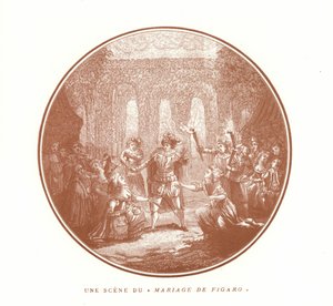 Scene fra Figaros bryllup, av Wolfgang Amadeus Mozart av French School