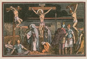 Scene fra Jesu liv (farget gravering) av French School