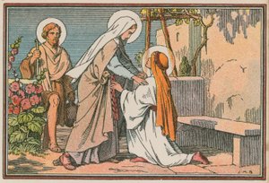 Scene fra Jesu liv (farget gravering) av French School