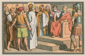 Scene fra Jesu liv (farget gravering) av French School