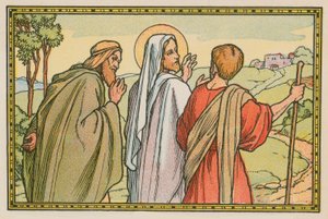 Scene fra Jesu liv (farget gravering) av French School