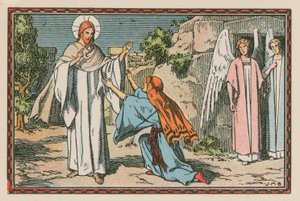 Scene fra Jesu liv (farget gravering) av French School