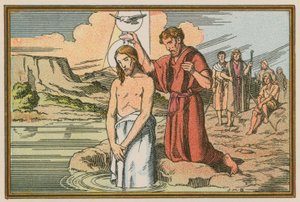 Scene fra Jesu liv (farget gravering) av French School