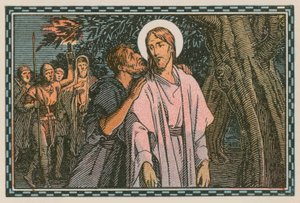 Scene fra Jesu liv (farget gravering) av French School