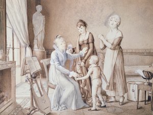 Scene of Family Life, begynnelsen av det nittende århundre av French School
