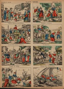 Scener fra hele Europa (farget gravering) av French School