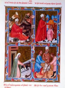 Scener fra livet til Saint Blaise, faksimile av et manuskript fra 1400-tallet av Legendaire des Anjou-Hongrie, skolen i Bologna av French School